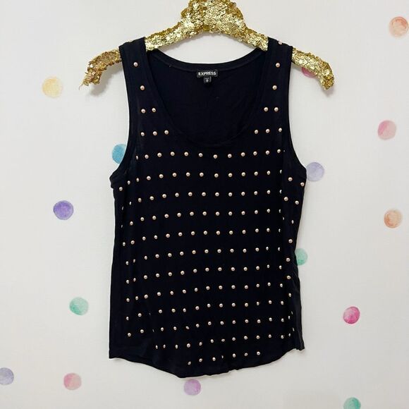 Express Tops - Gold Embellished Express Tank top